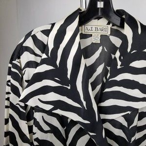 Vintage, dressy, silk animal print bodysuit top size 14, A.J. Bari